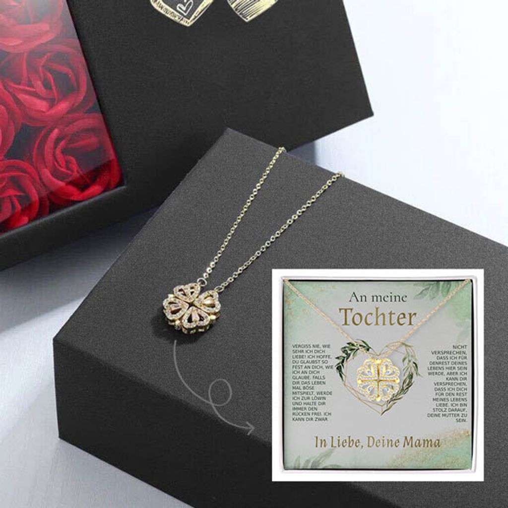 An meine Tochter - 2in1 Halskette mit Kleeblatt- und Produktbild 3