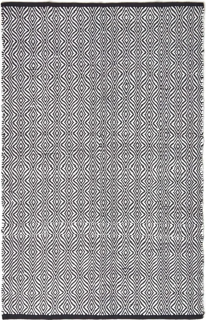 Tapis de Chambre Déco Scandinave Noir et Blanc Trance en Coton Recyclé