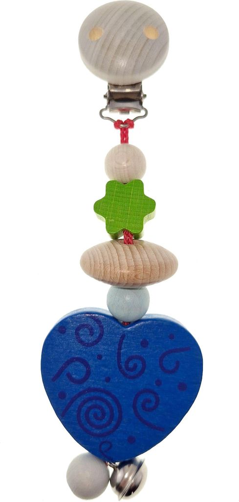 Wagenhänger mit blauem Herz, Naturperlen und Glöckchen BxHxT 7x4x20cm NEU