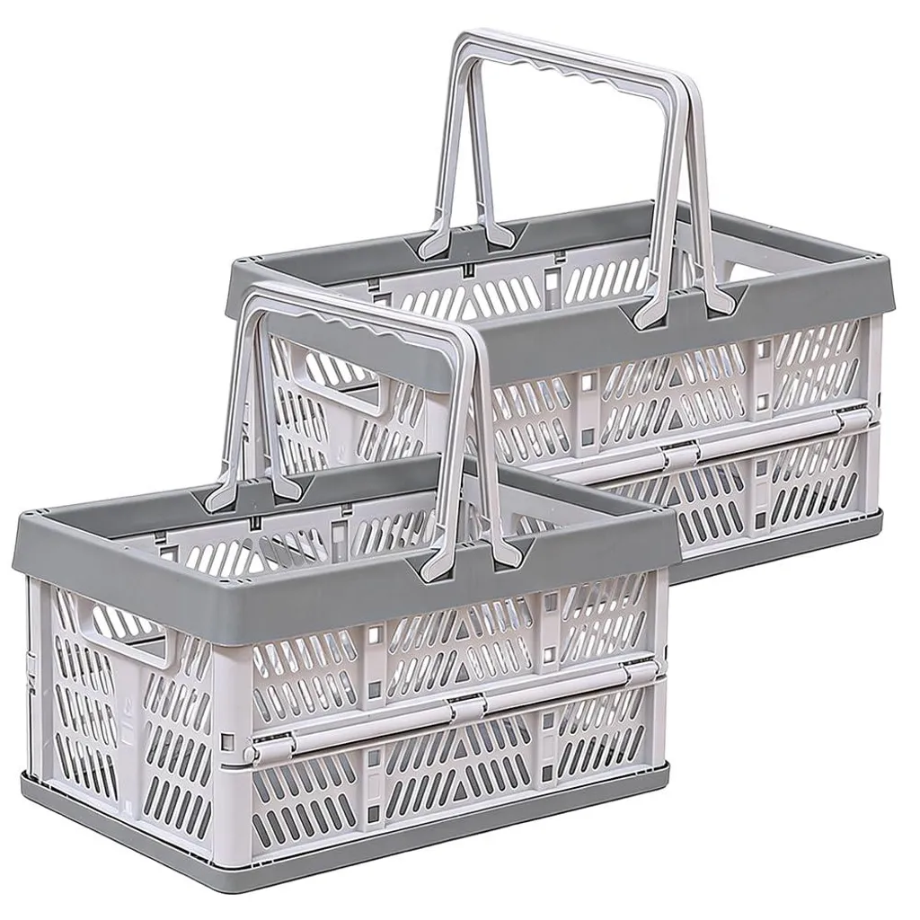 Caisse pliable 16L aspect rotin, bac de rangement pour étagère Modèle C