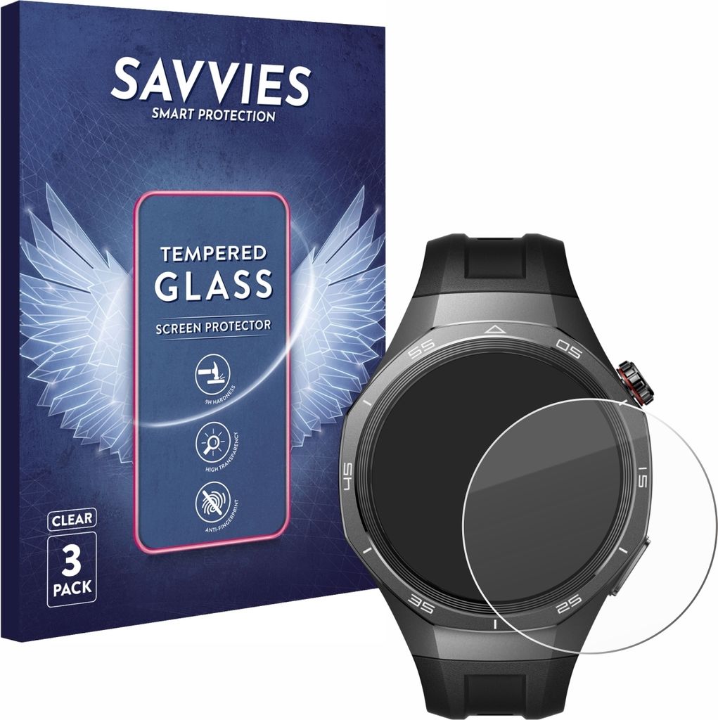 3x Savvies Schutzglas für Huawei Watch GT 5 Pro (46 mm) Produktbild 