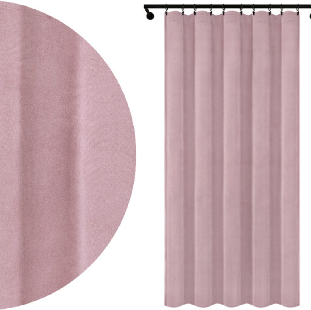 Vorhang aus Velours mit Kräuselband 140x260 cm Puderrosa Rosa Velvet Blickdichte Gardine für Wohnzimmer