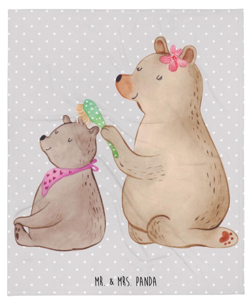 Mr. & Mrs. Panda Plaid Bär Kind - Grau Pastell - Geschenk, Kuscheldecke, Muttertag, Decke, Bettdecke, Fleece-Kuscheldecke, Mutti, Tagesdecke, Bär...