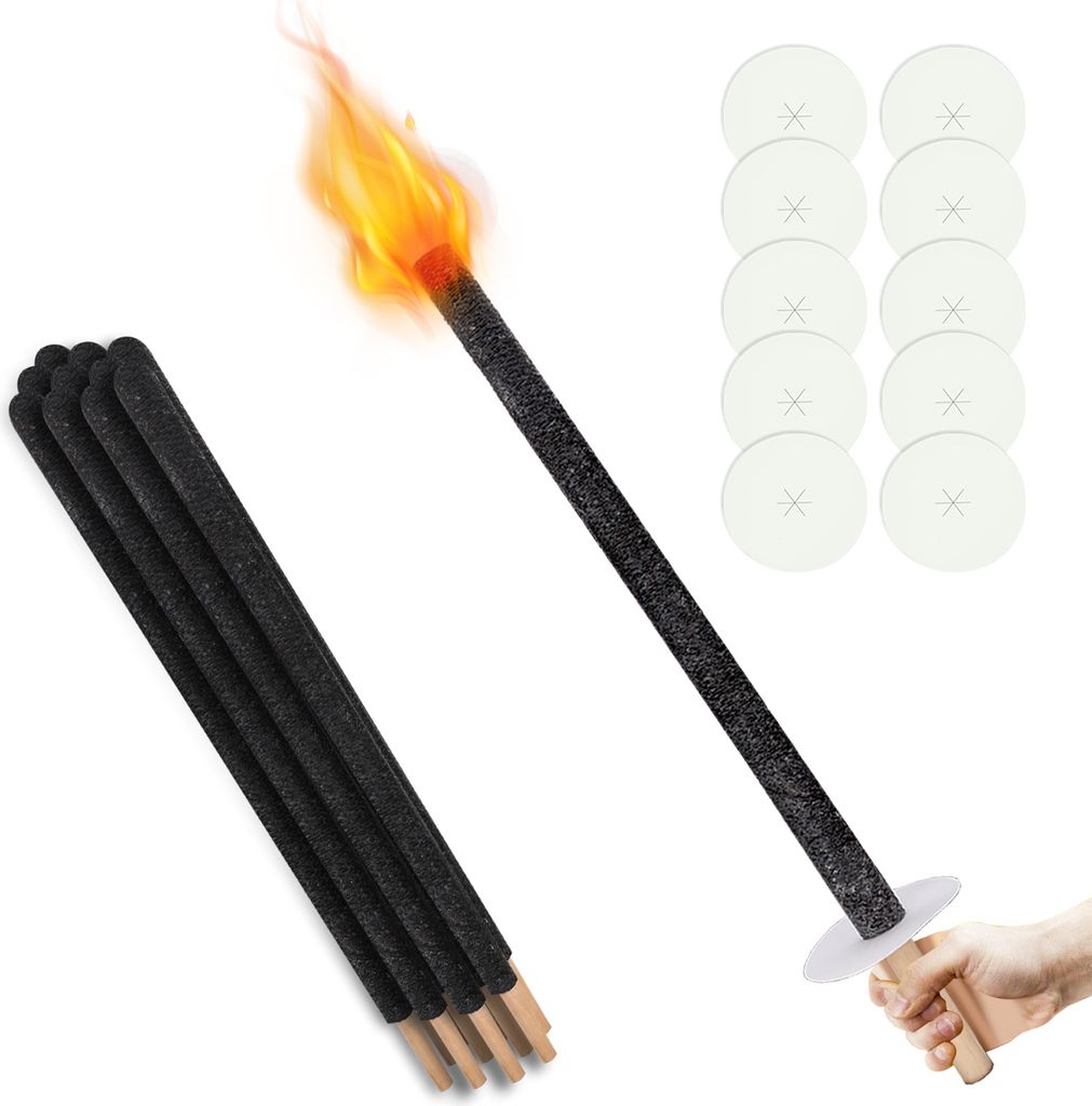 Clanmacy Fackeln Brennzeit 45 min Wachsfackeln inkl. Handschutz Langem Griff Garten Outdoor 10x