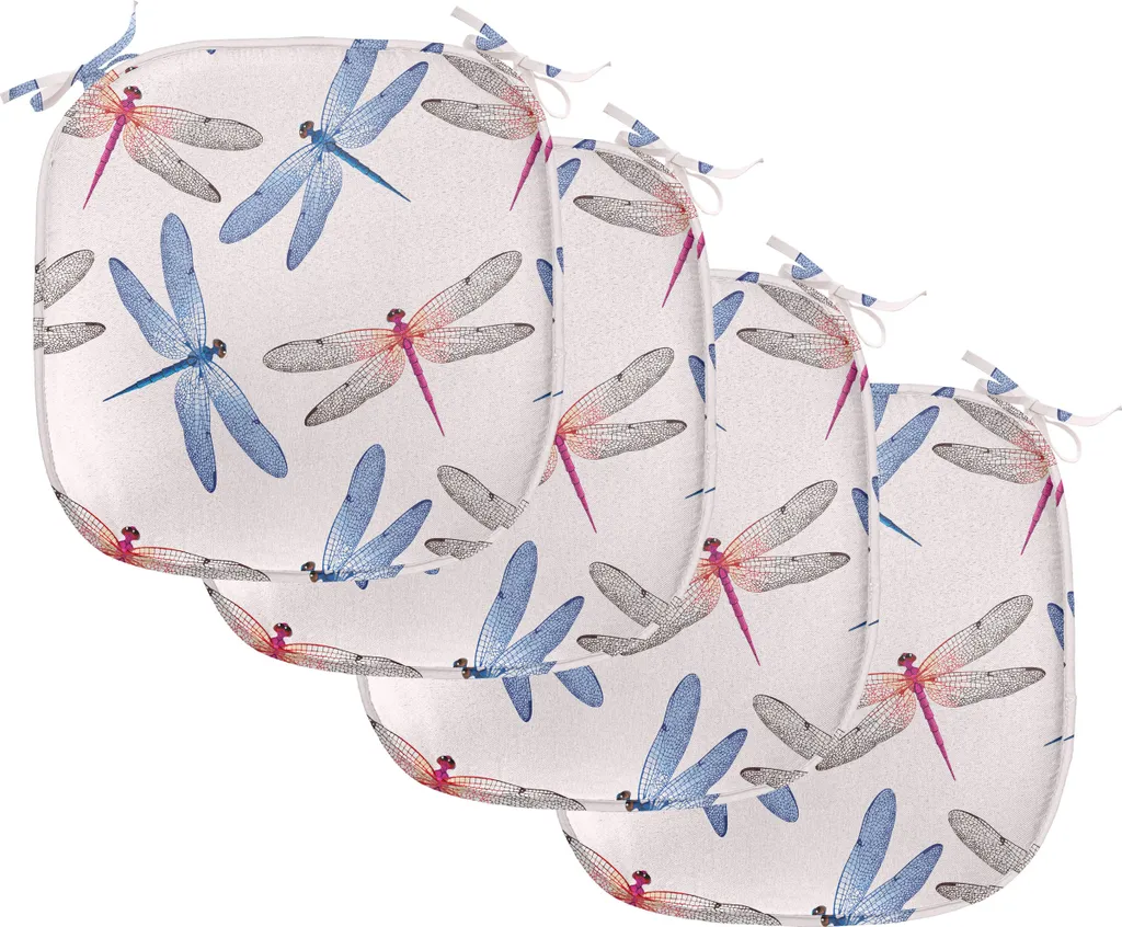 Galettes de Chaise de Cuisine avec Attaches 40x40 cm Motifs Libellule