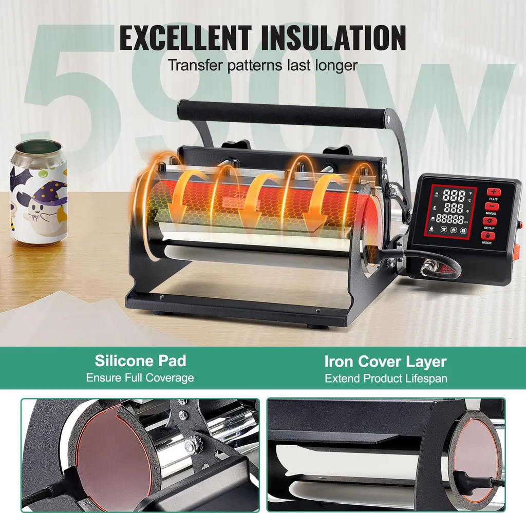 SucceBuy stampa di calore per la sublimazione tazza 887ml fai da te nero - 4