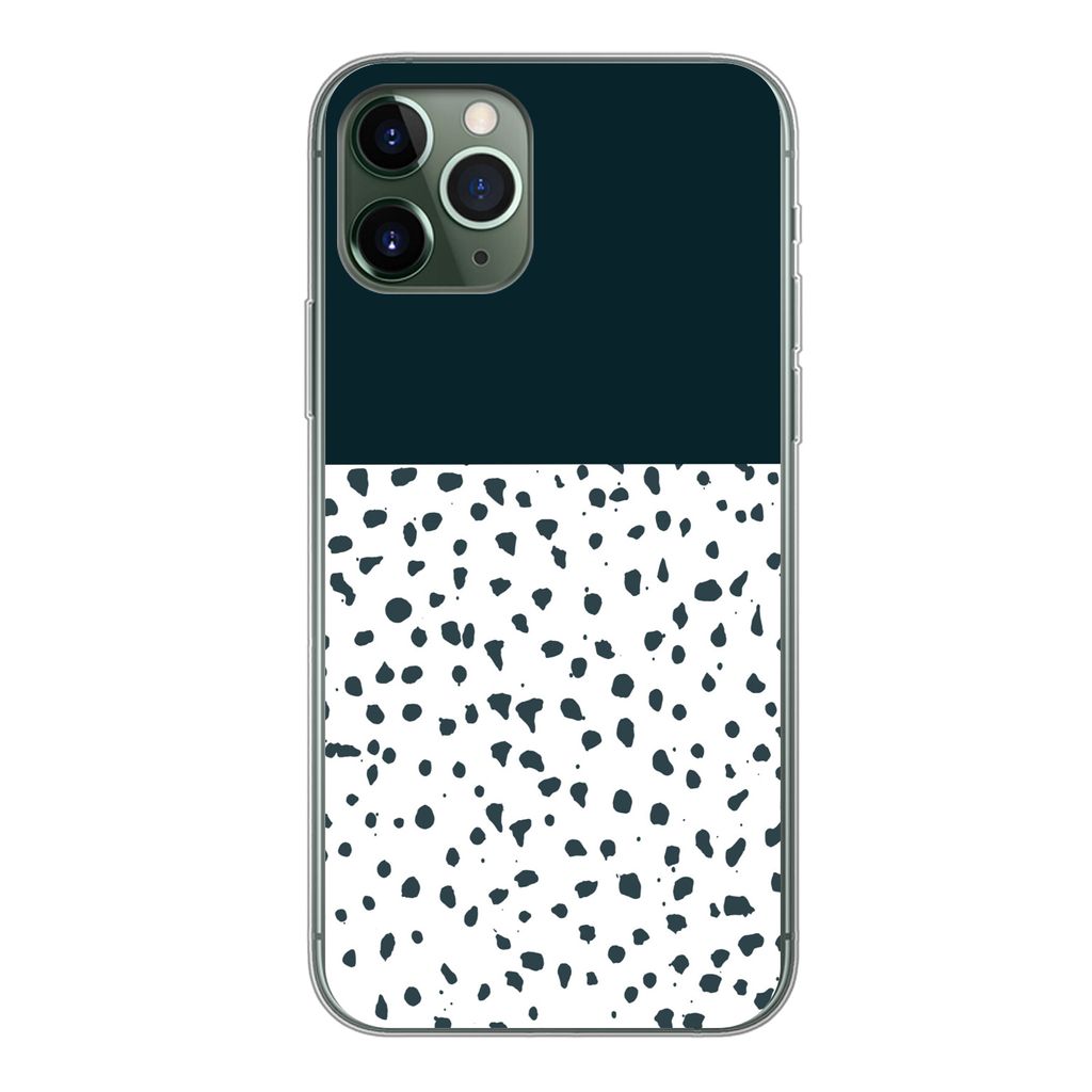 MuchoWow Handyhülle Schutzhülle Hülle für iPhone 11 Pro Polka dots - Schwarz - Weiß Silikon Softcase Handy Hülle - Handy