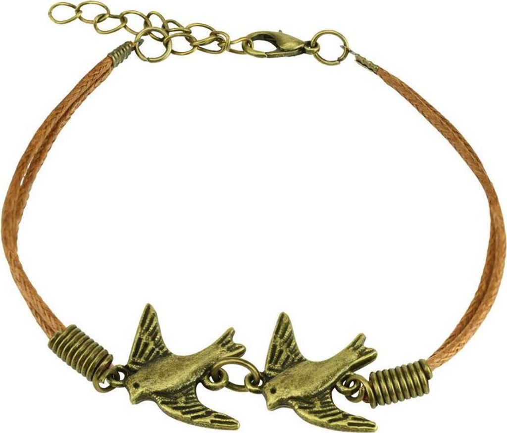 braunes Armband Infinity-Schwalben aus Leder Uni