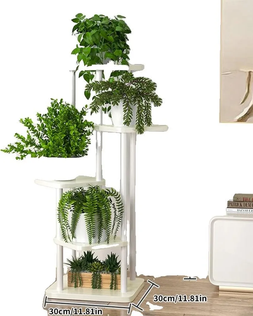 Support pour plantes B-5 en métal blanc crème avec design compact