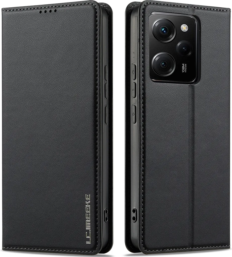 Cover a Libro per Poco X5 e Redmi Note 12 5G: Pelle Nera con Porta Carte
