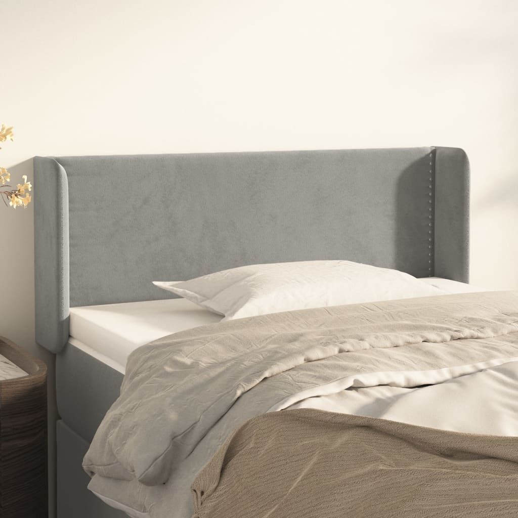 CLORIS Bettkopfteil Kopfteil mit Ohren Hellgrau 103x16x78/88 cm Samt, 7,2 kg