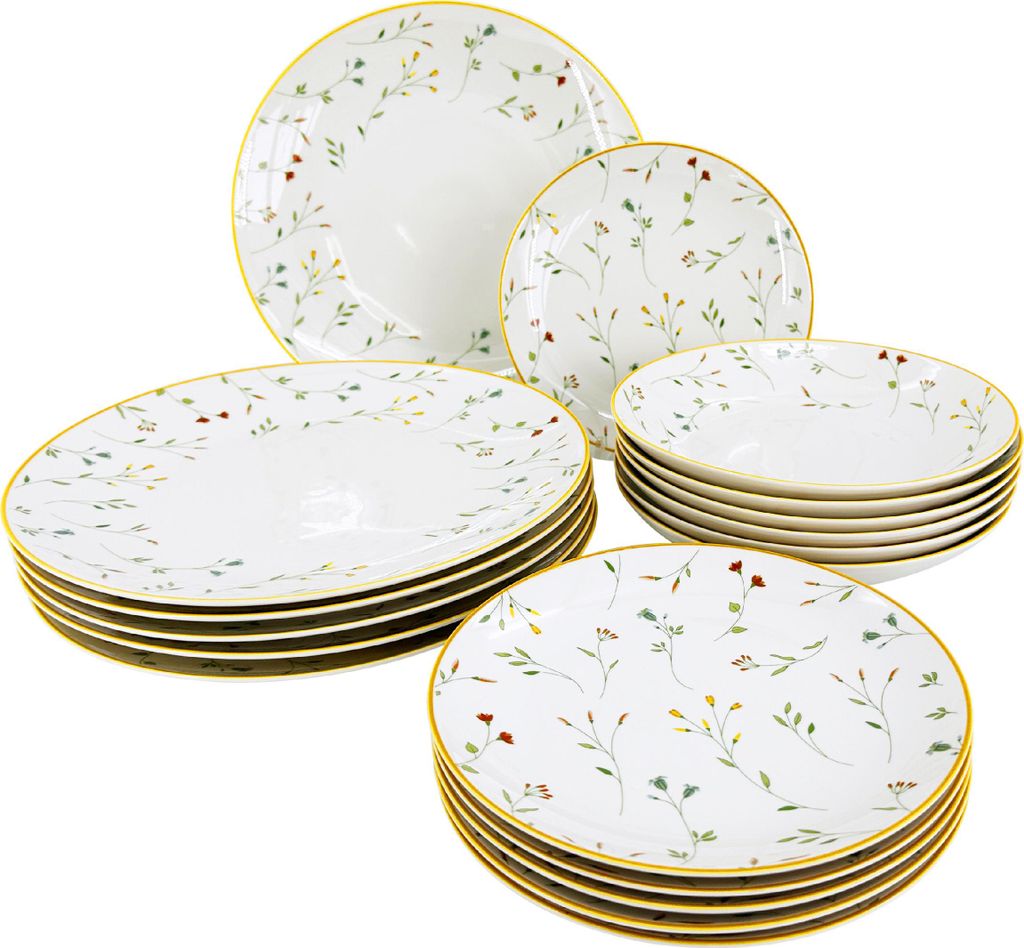 18-teiliger Satz Porzellanteller Linea Botanic