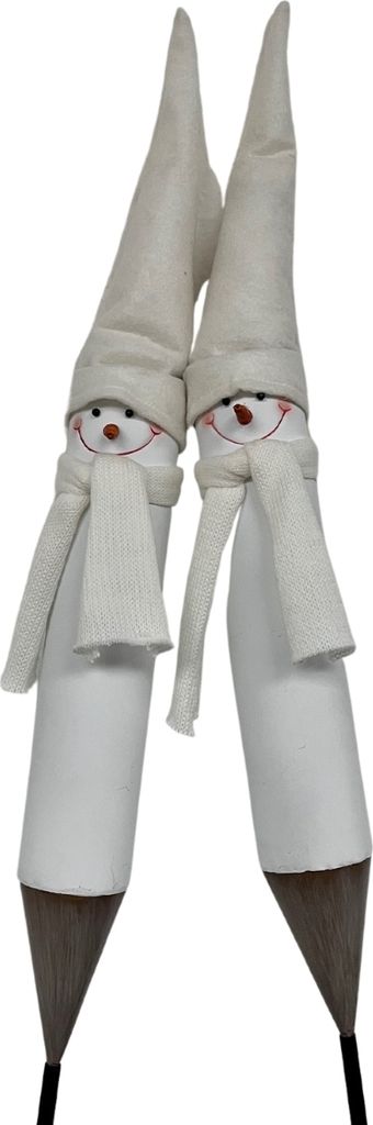 Gartenstecker Schneemann Dekofigur Metall, Gartendekoration im Freien