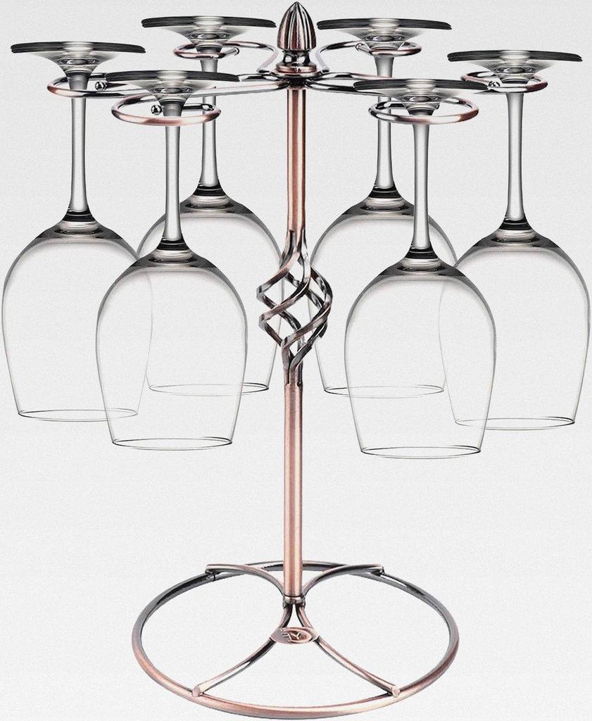Weinglashalter, Rotierender Metall Weinglashalter mit 6 Haken platzsparendes Design, Ständer für Weingläser, Vertikale Lagerung aus Metall für ...