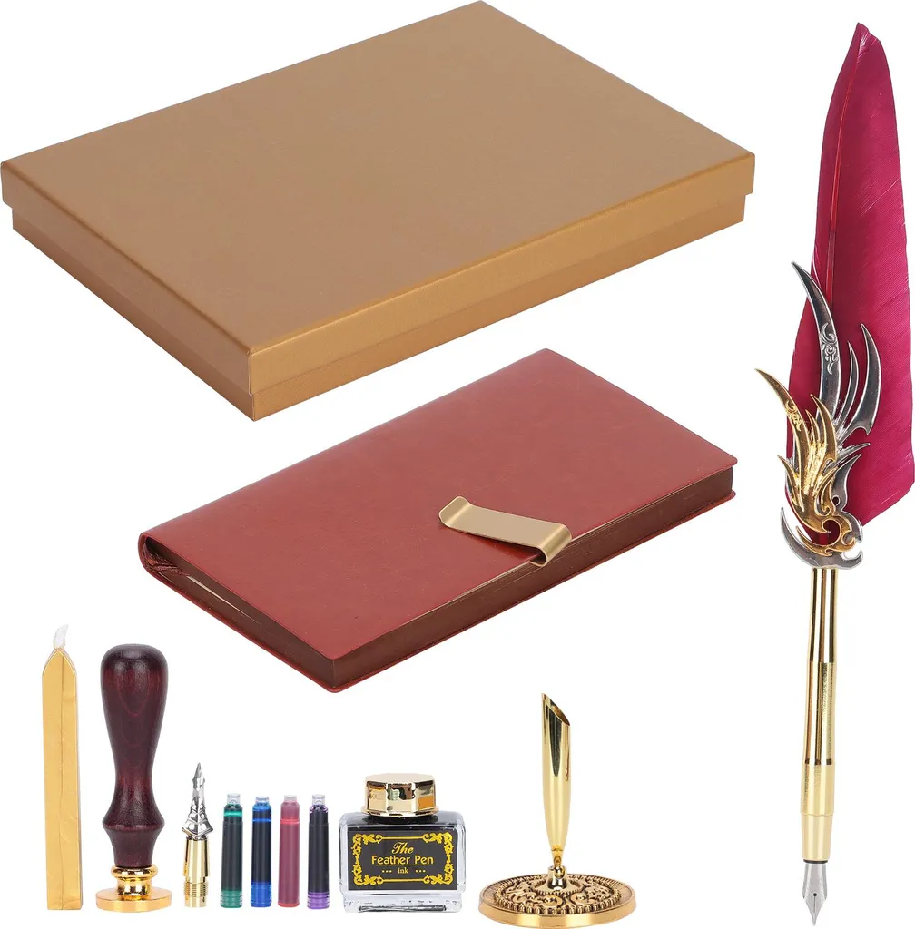Penna Calligrafica a Immersione Rosso Vino SP139006 con Set Sigillo