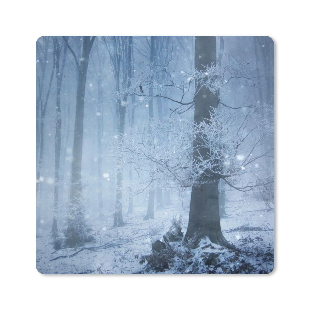 MuchoWow Mauspad Mousepad Wald - Winter - Schnee 30x30 cm - Mousepads - Maus Mat - Pad - Mausunterlage - Gaming
