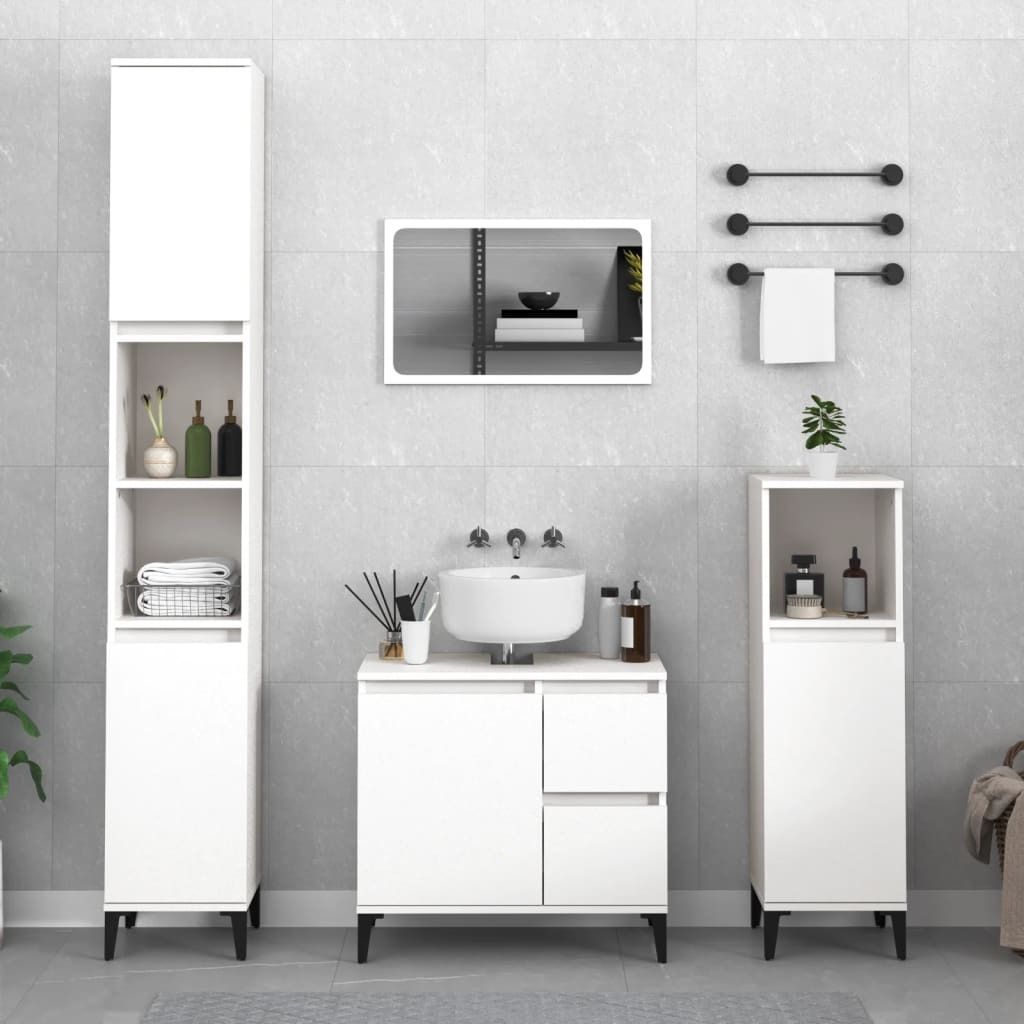 vidaXL Badschrank Weiß 30x30x190 cm Holzwerkstoff Produktbild 