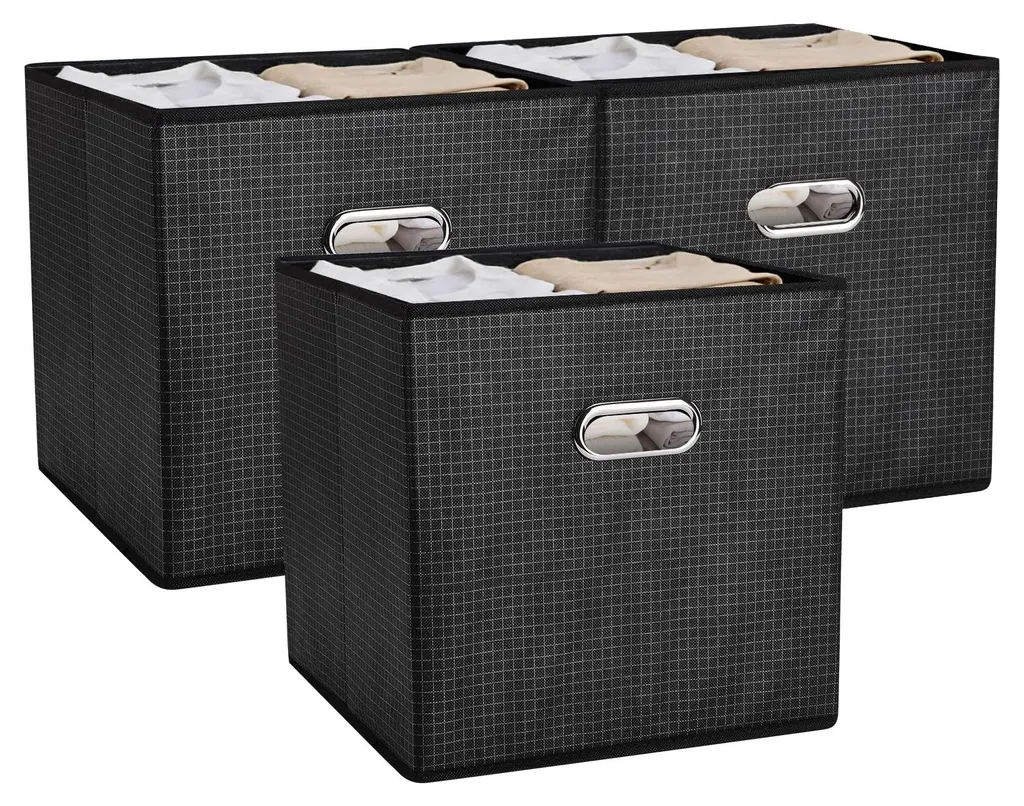 Boîtes de Rangement Pliables en Toile pour Étagère et Armoire - 3 Pcs