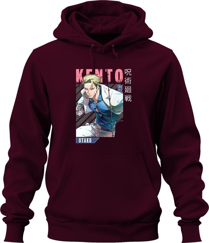 KENTO Nanami 呪術廻戦 Anime Ästhetik Otaku Geschenk Vintage Japan Y2K Uni Hoodie Kapuzenpullover, Burgundy, M