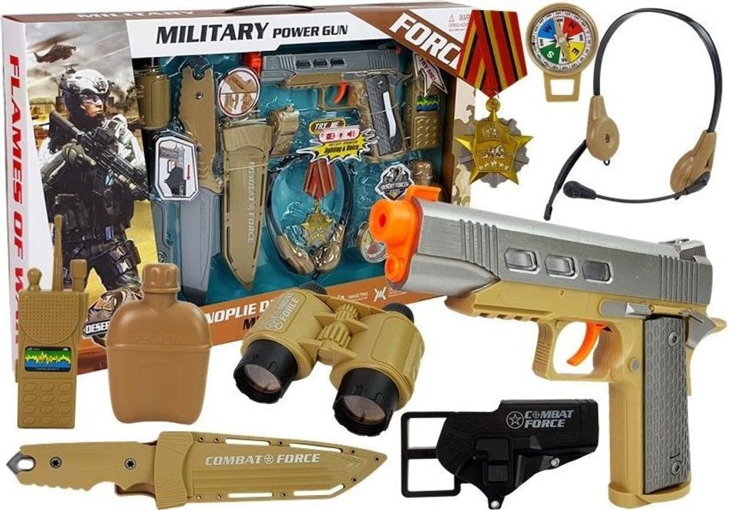Ultimatives Armee-Set: Waffe, Messer, Fernglas, Radio und mehr!
