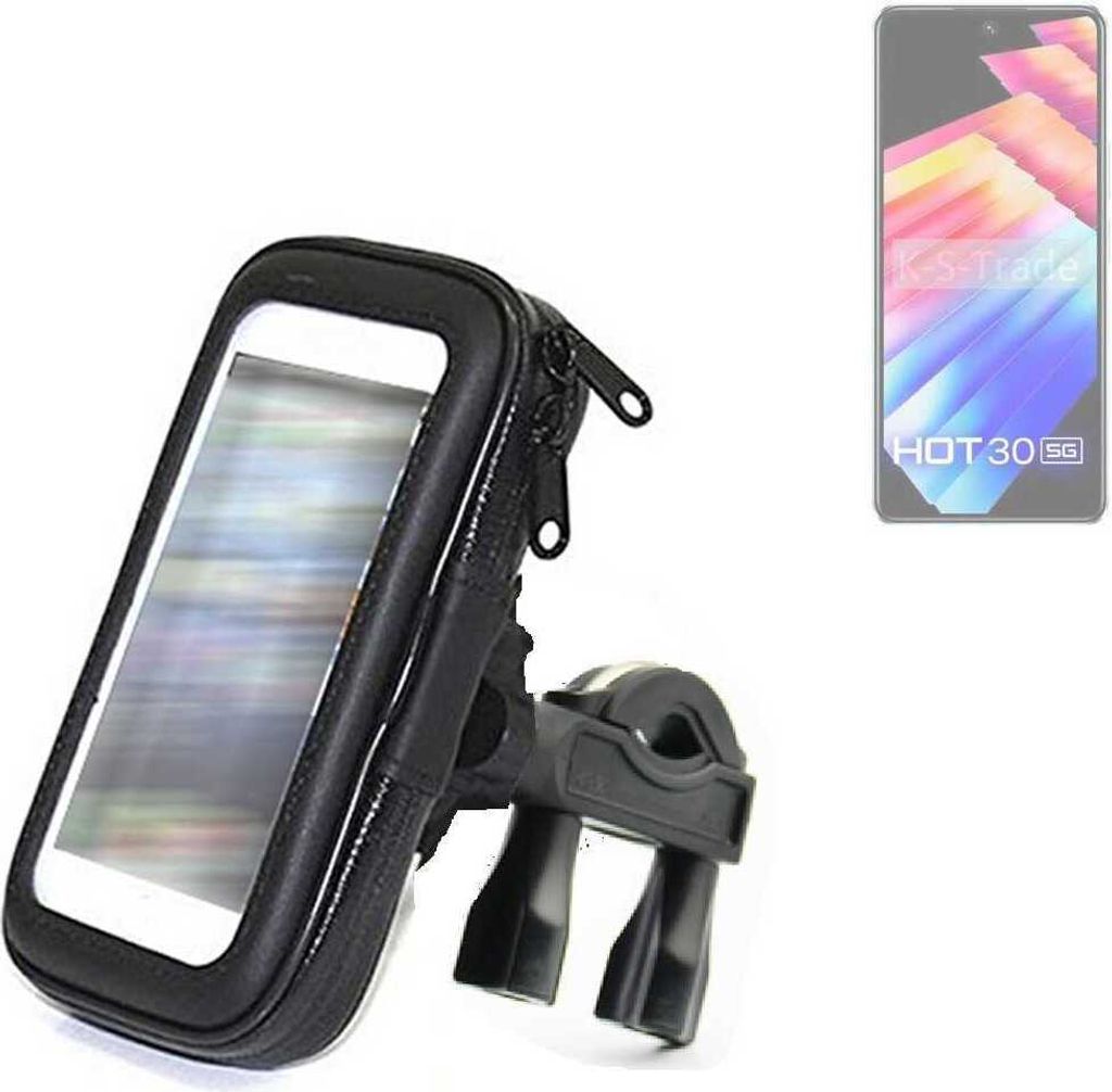 K-S-Trade Fahrrad-Halterung kompatibel mit Infinix Hot 30 5g Handy-Halterung Halter Lenkstange Fahrradhalterung Motorrad Bike Mount Wasserabweisend
