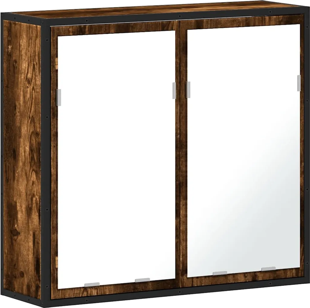 Mobile Bagno Specchiera Design Rovere Fumo 65cm SYFAX Multistrato