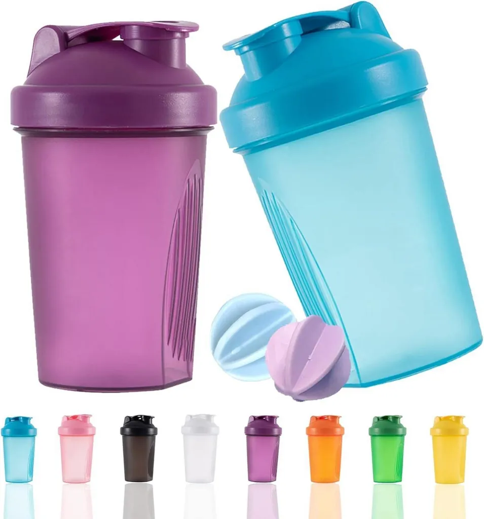 Shaker Musculation 400ml pour Protéines sans BPA Lot de 2 Bouteilles Sport