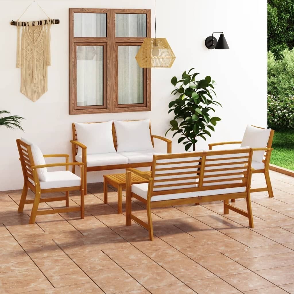 Maison Exclusive - 5-tlg. Garten-Lounge-Set mit Auflagen Massivholz Akazie