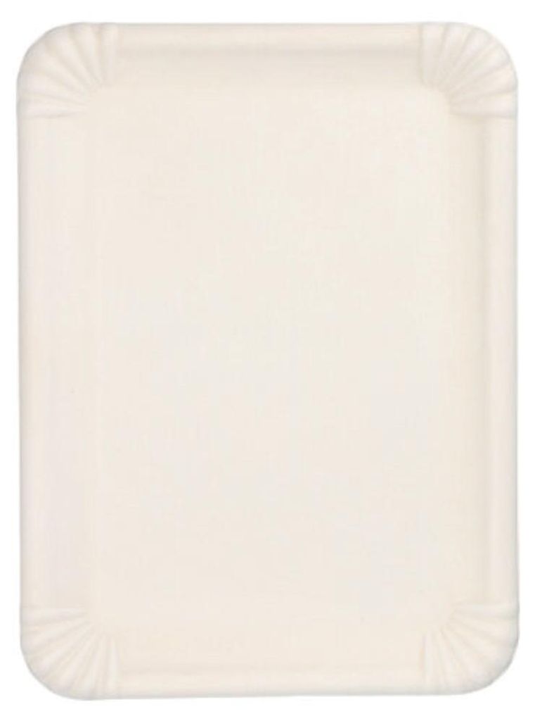 PAPSTAR Servierplatten Zuckerrohr "pure" eckig, 26x35 cm, weiß | Schrumpffolie (6 Stück)
