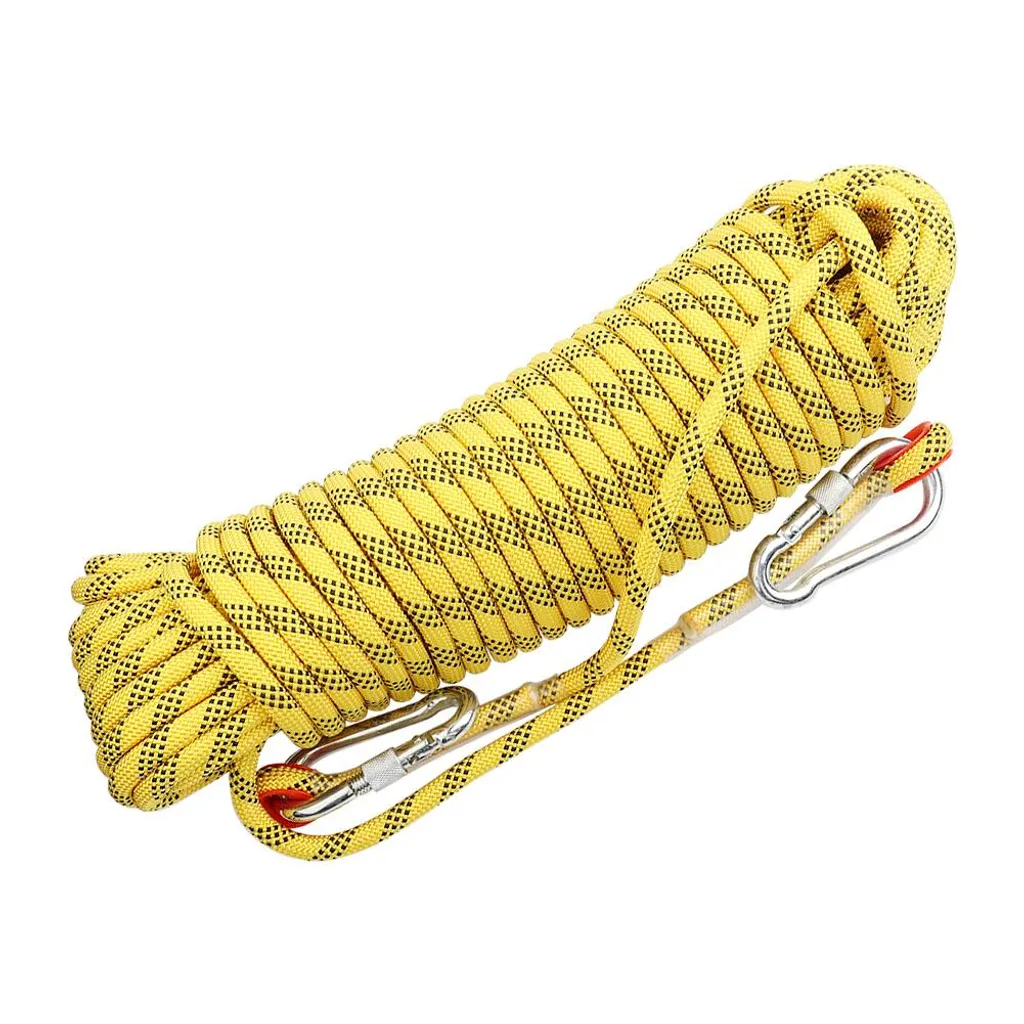 Corde de survie 10mm x 30m jaune contre les risques de chute en plein air