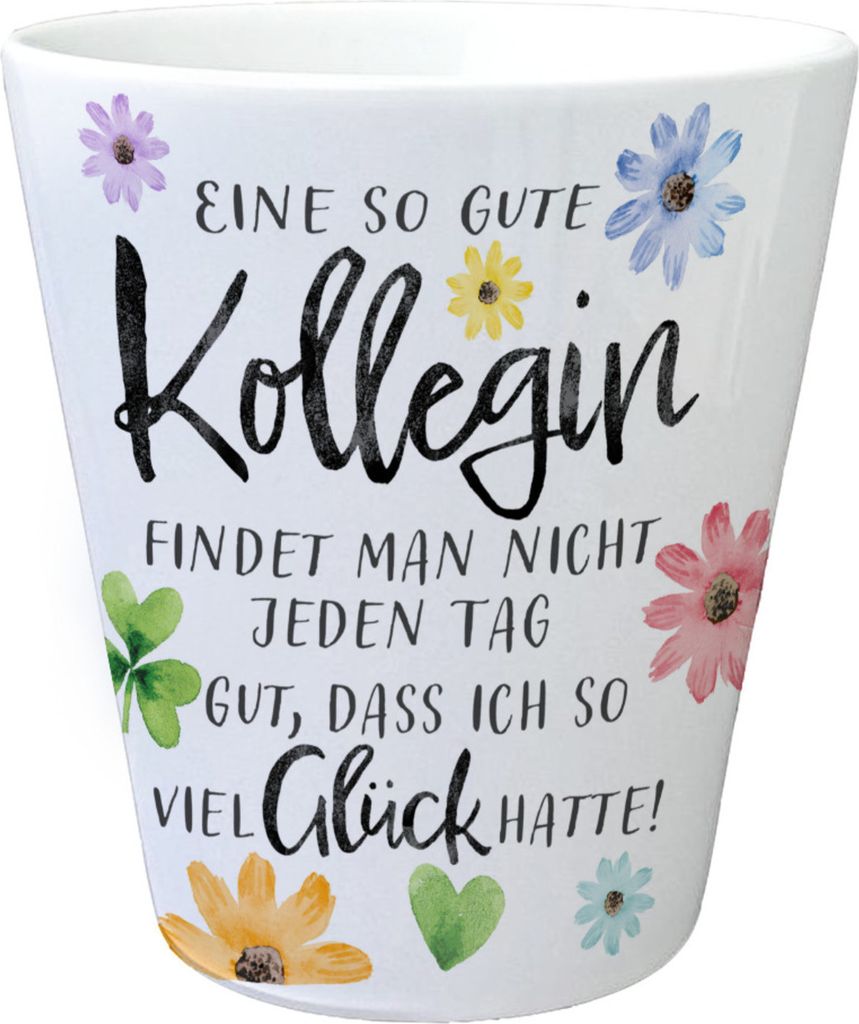 Blüten und Blätter Blumentopf mit Spruch Glück gehabt mit Produktbild 