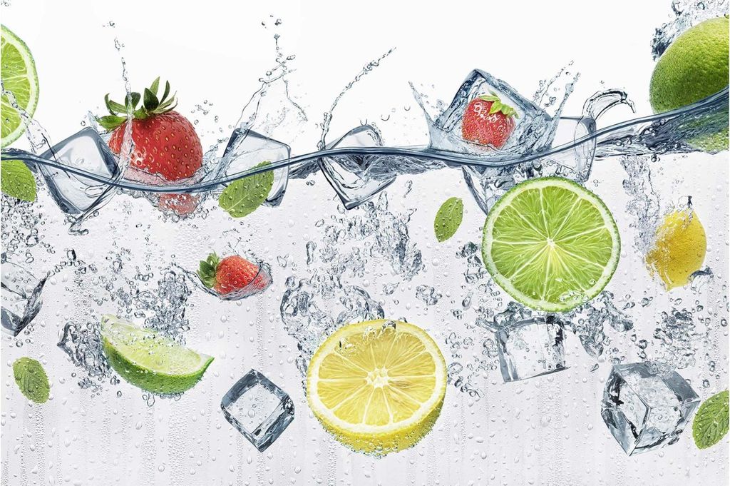 Fototapete Kulinarisch - Vliestapete - Bildtapete UV-beständig Obst weiss Motiv Wandtapete geruchsfrei