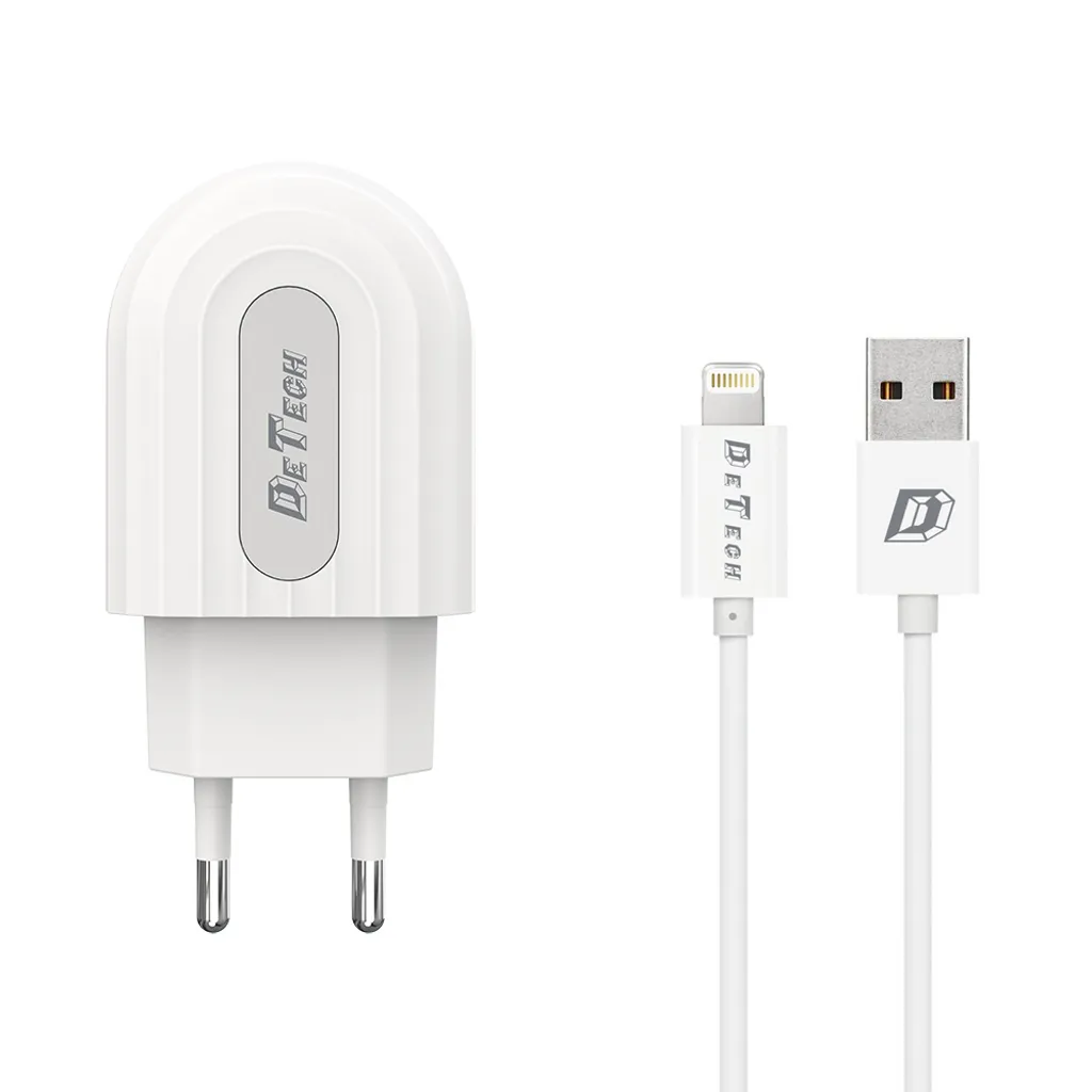 Adaptateur universel DeTech avec câble Lightning 1m blanc pour iPhone