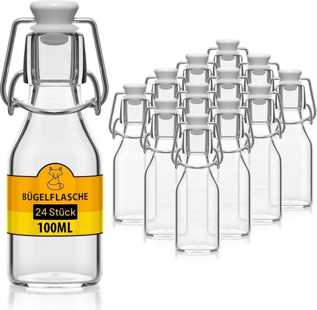 24x Glasflasche 100ml Flaschen zum Befüllen Einmachgläser Produktbild 