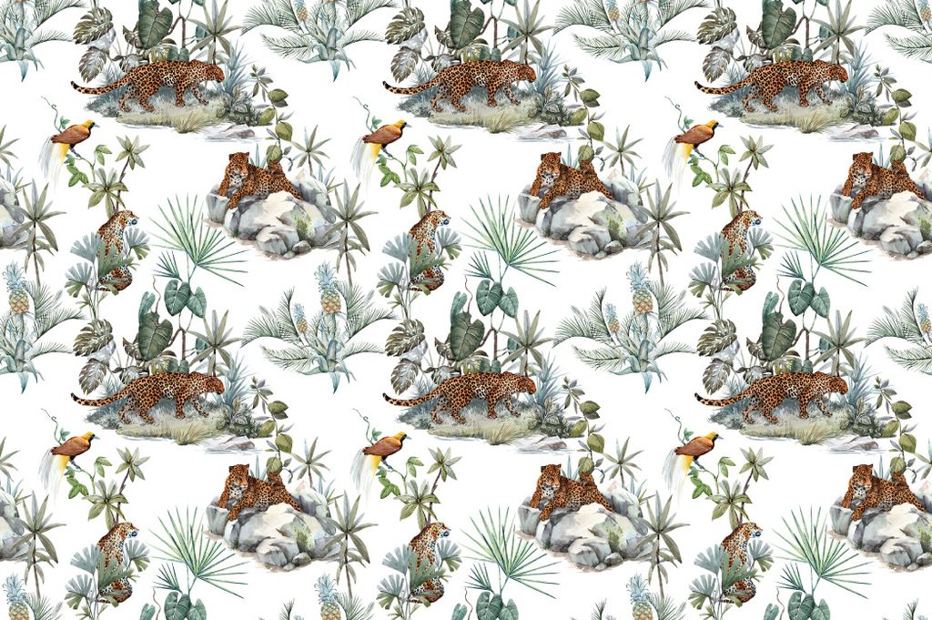 Muralo Fototapete Tiere 270 (B) x 180 (H) cm Vlies Tapete Wandtapeten Wildtiere Dschungel Pflanzen Wohnzimmer Schlafzimmer moderne Wandbilder XXL T...