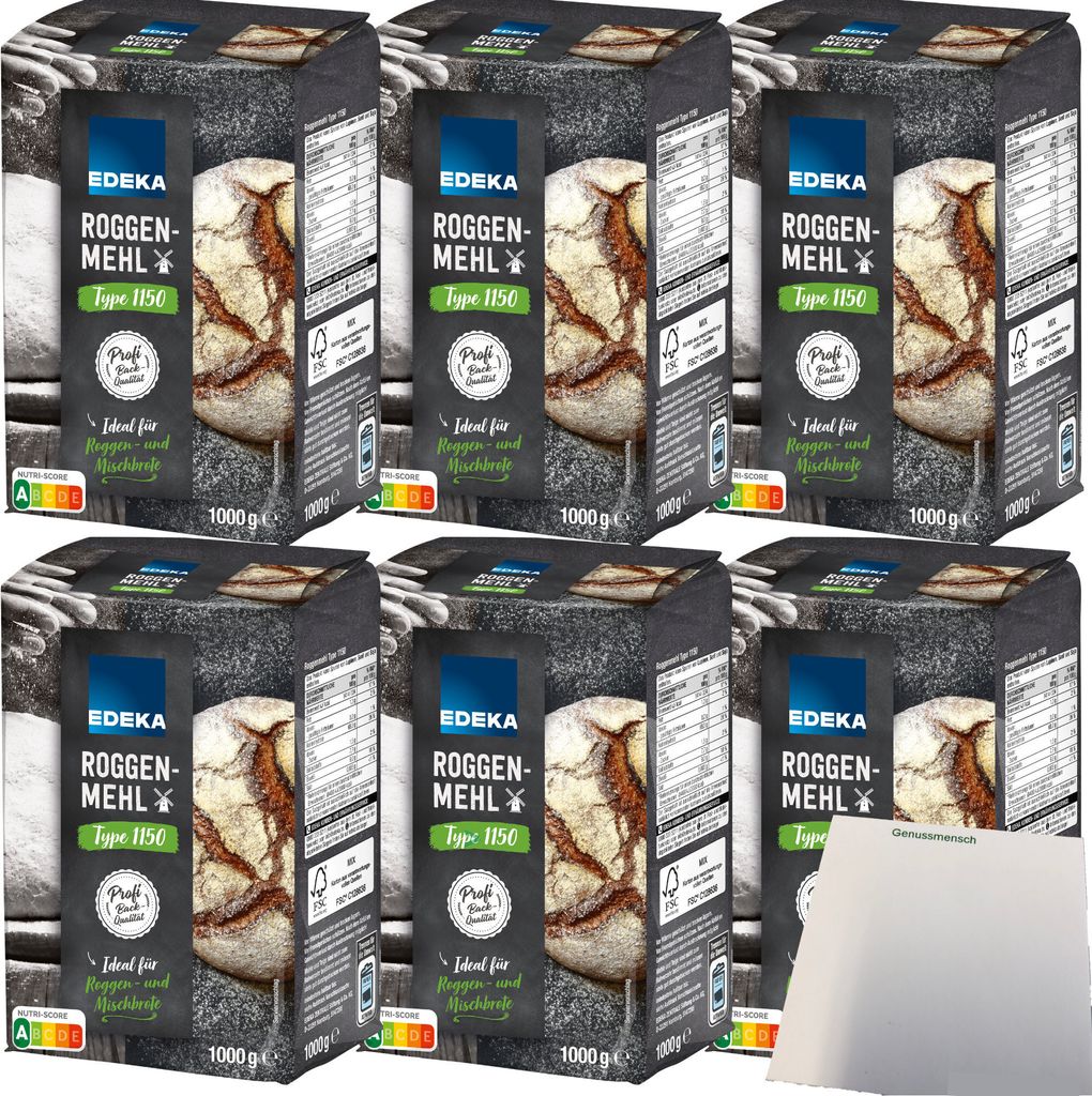 Edeka Roggenmehl Type 1150 ideal für Roggen und Mischbrote 6er Pack (6x1kg Packung) + usy Block