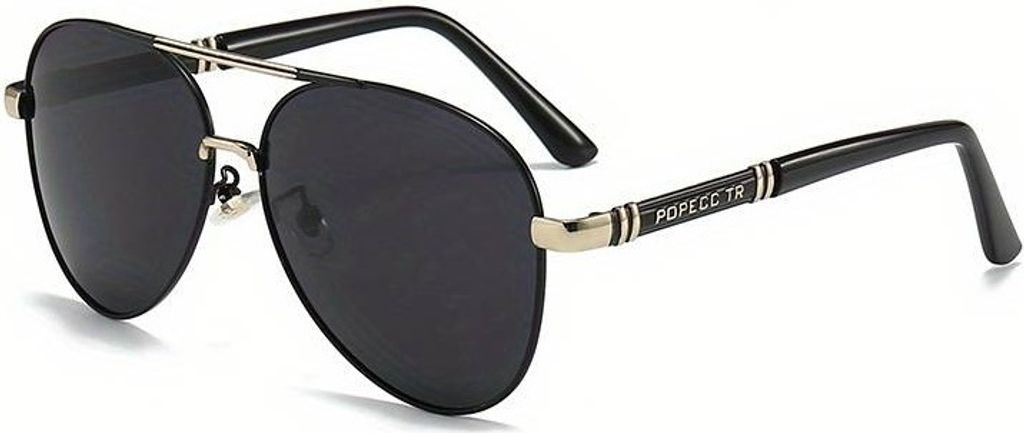 GKA Hochwertige Retro Metall Pilotenbrille Sonnenbrille schwarz Brille UV400 Fliegerbrille