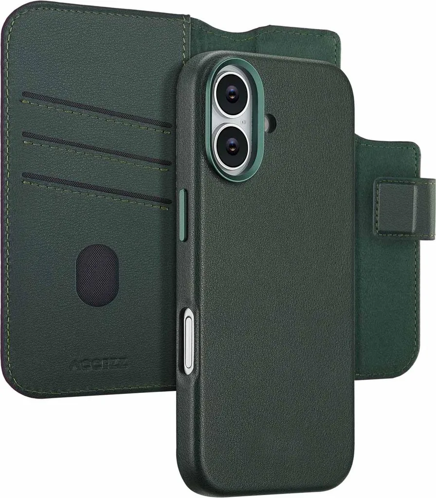 Accezz iPhone 17 Custodia a Libro in Pelle Verde Cedro MagSafe