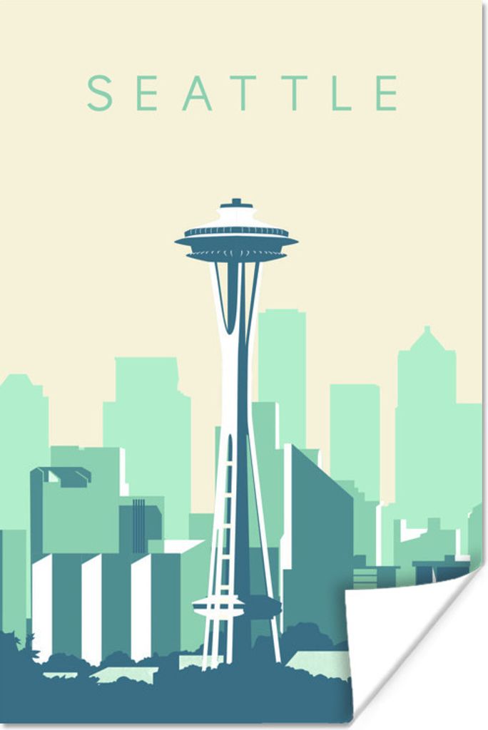 MuchoWow Poster Turm - Seattle - Amerika - Seattle Tower - USA 40x60 cm - Plakate für die Wand - Poster Babyzimmer