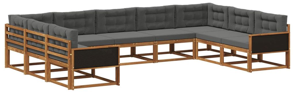vidaXL Outdoor-Sofagarnitur mit Kissen 9 pcs Natur und Anthrazit