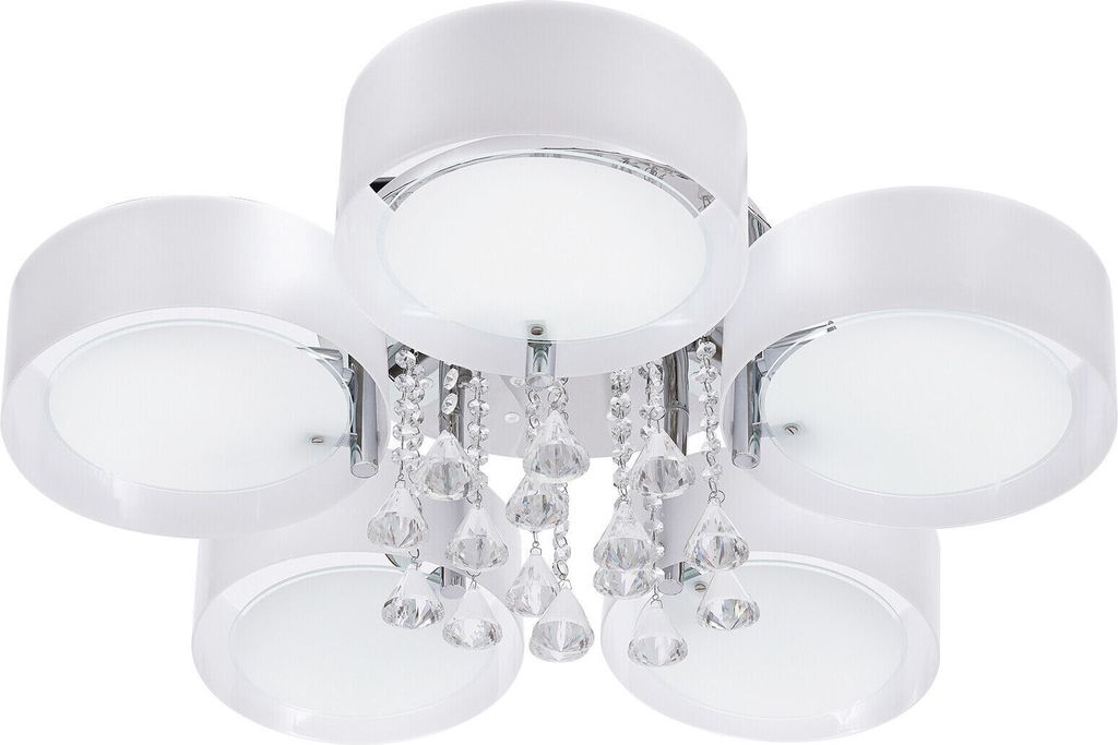 5-flammig Kristall Deckenlampe  E27 weiß Kronleuchter  mit Produktbild 
