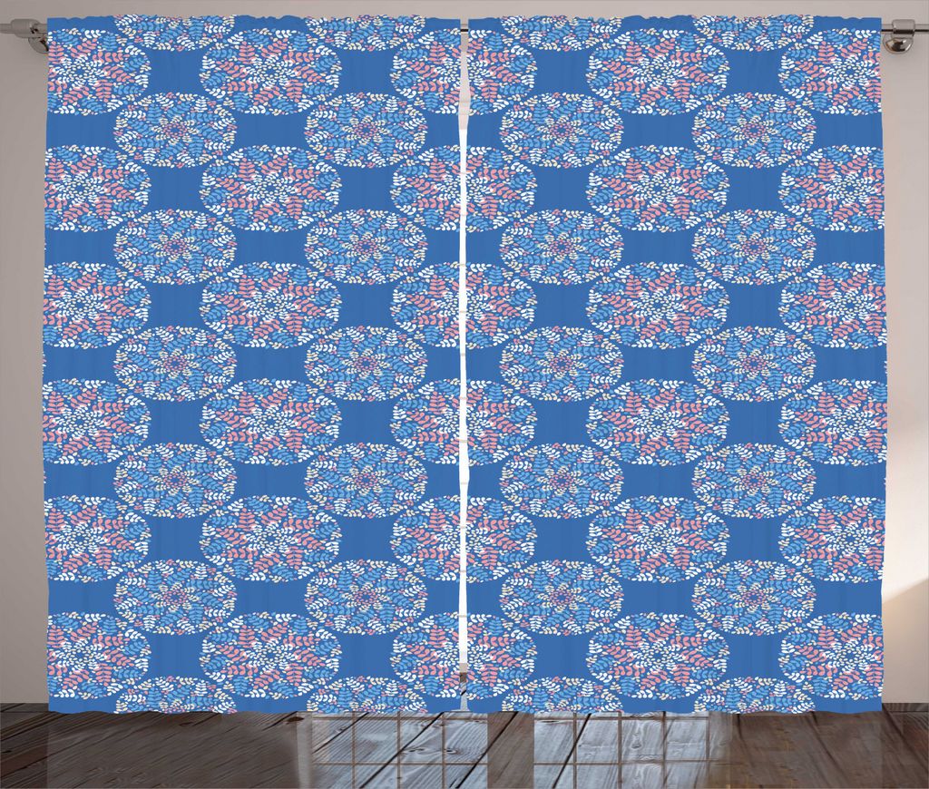ABAKUHAUS Blumen Rustikaler Gardine, Mandala Motive mit Blättern, Schlafzimmer Kräuselband Vorhang mit Schlaufen und Haken, 280 x 245 cm, Violett...