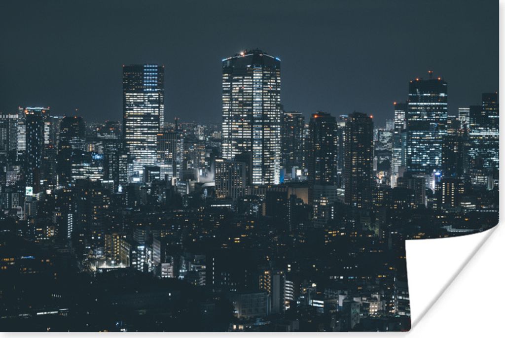 MuchoWow Poster Die schöne Skyline von Tokio bei Nacht 30x20 cm - Plakate - Print