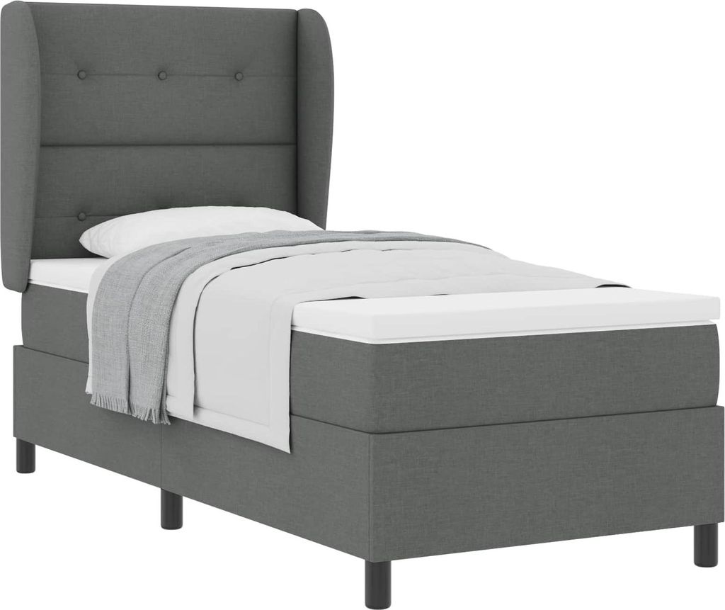 vidaXL Boxspringbett mit Kopfteil Dunkelgrau 80 x 200 cm Stoff