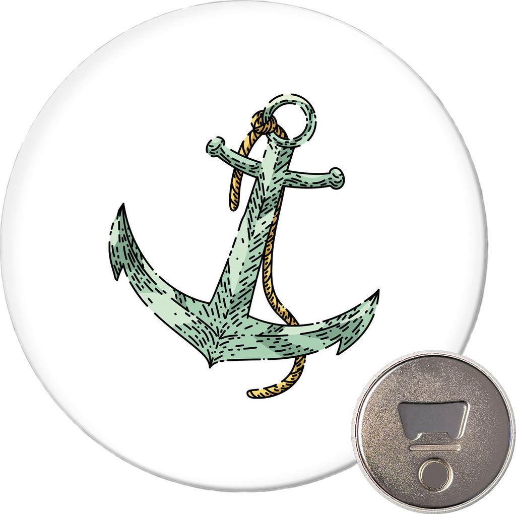 Huuraa Magnet Anker Anchor 59mm Kühlschrankmagnet rund Flaschenöffner Geschenkidee