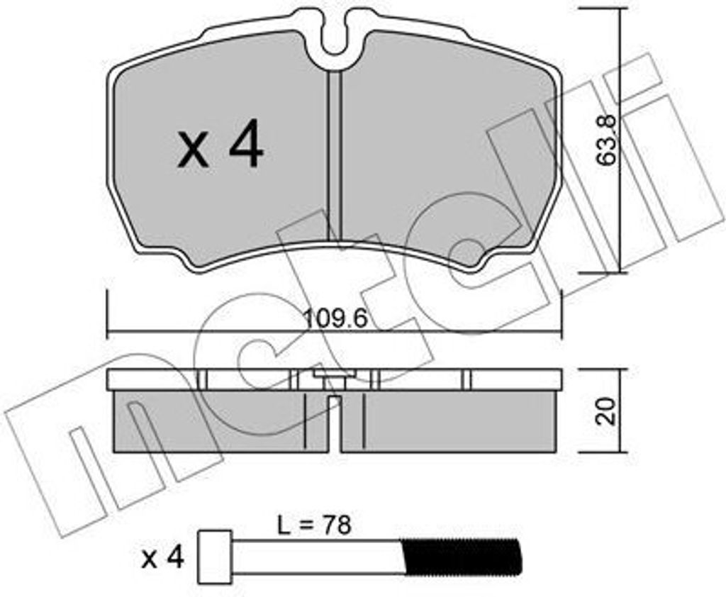 METELLI Bremsbeläge Satz Hinten Bremsklötze für FORD Transit Mk6 Kasten (V347, V348, FA) 22-0604-0