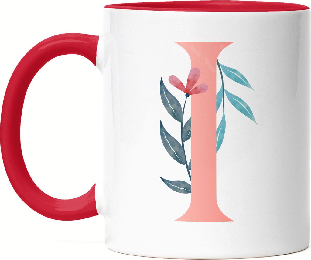 Buchstaben-Tasse I Tasse mit Buchstabe Alphabet Monogramm Blumenmotiv Geschenkidee Anfangsbuchstabe