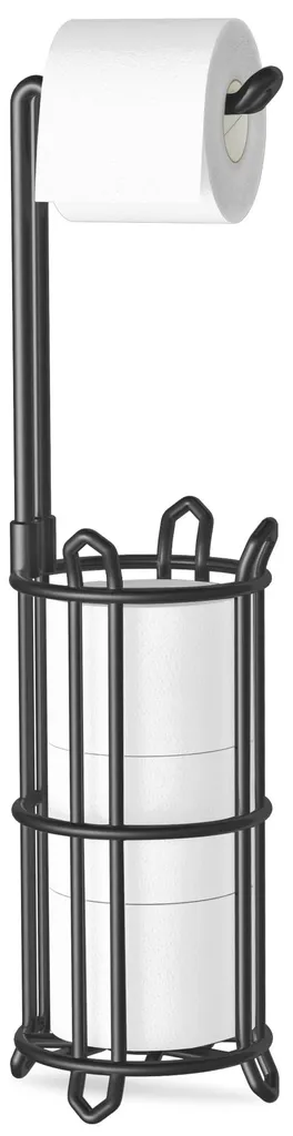 Rangement papier toilette noir pour salle de bain sans trous au mur