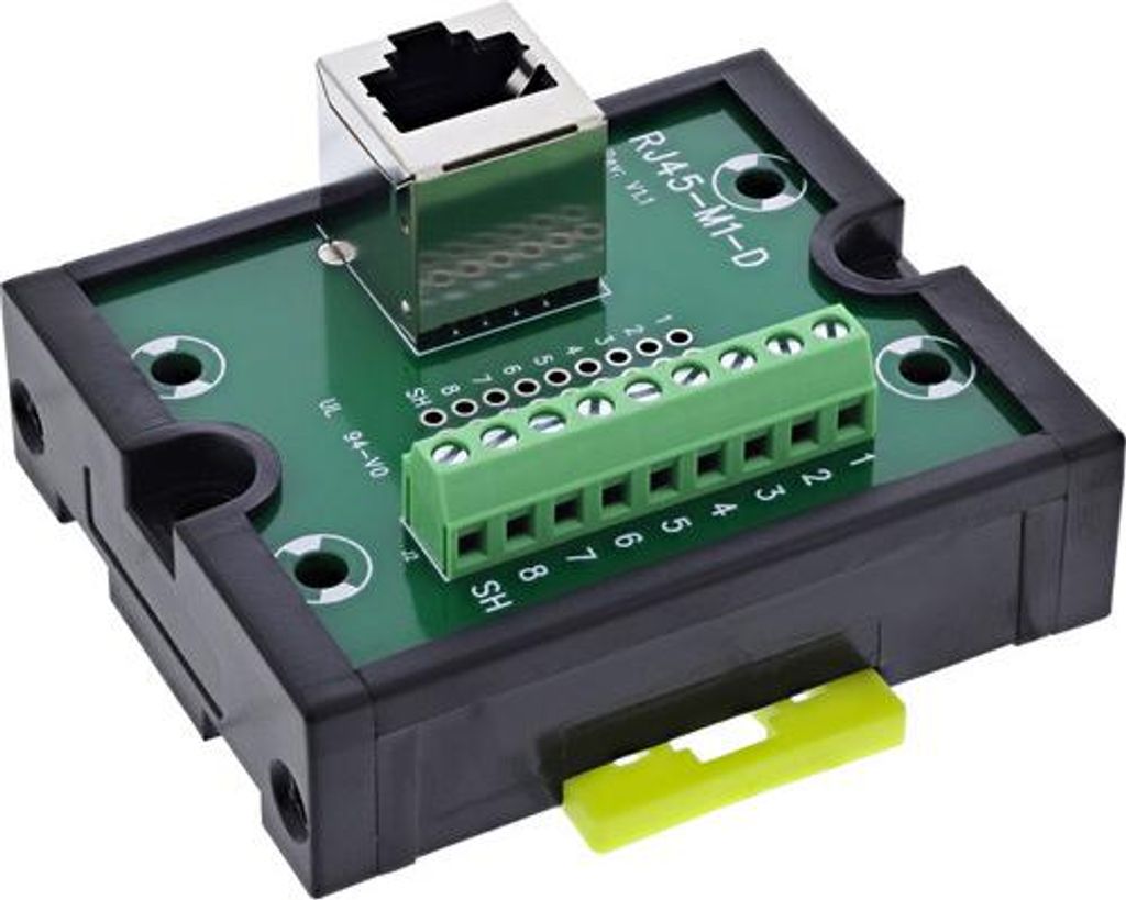 InLine RJ45 Breakout-Buchse an 9-pol. Schraubklemme, Hutschiene, geschirmt
