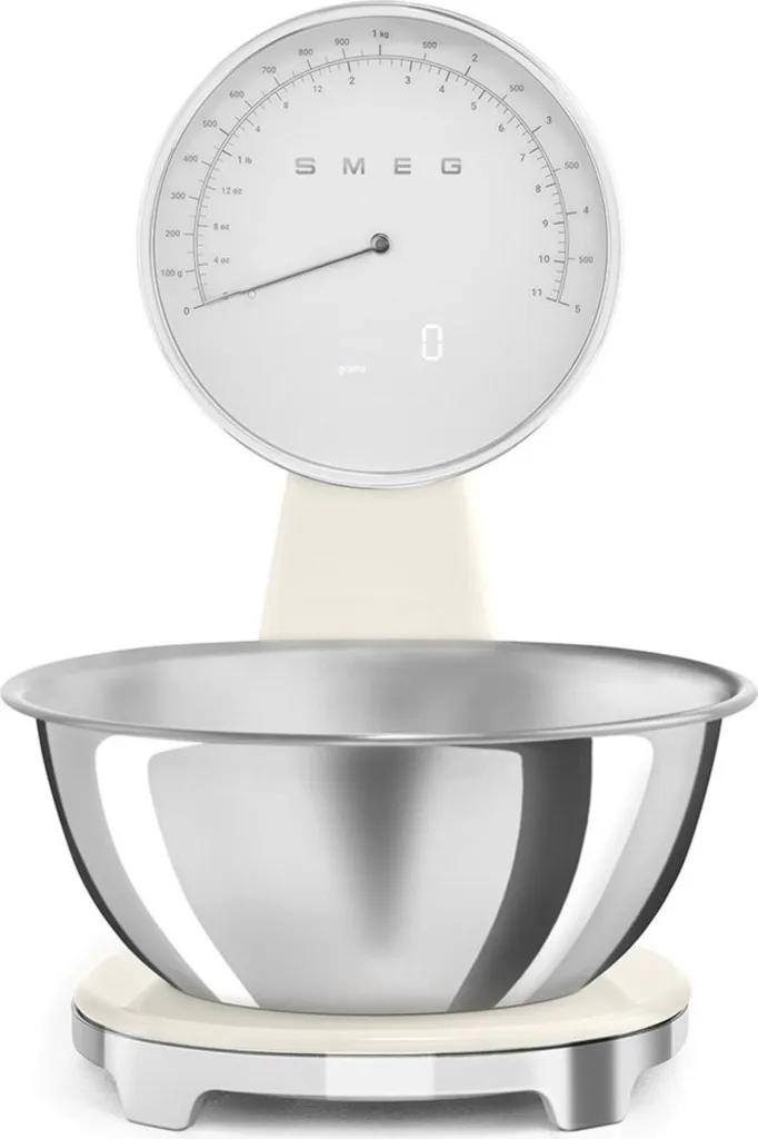 Balance de cuisine Smeg 5kg précision 1g crème KSF01CRWW en inox robuste